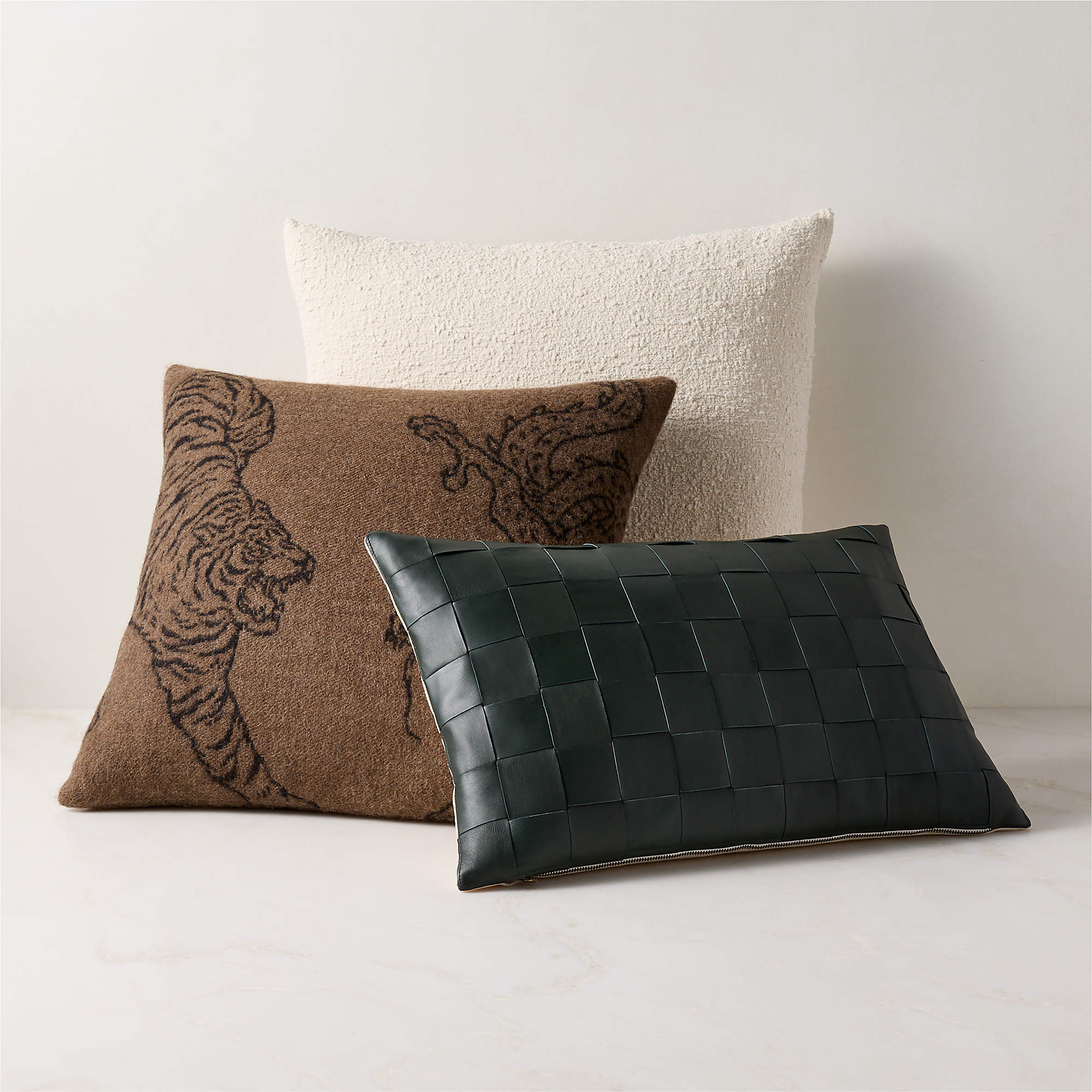 Heritage Texture Throw Pillow Set with Down Alternative Inserts | CB2 | CB2
