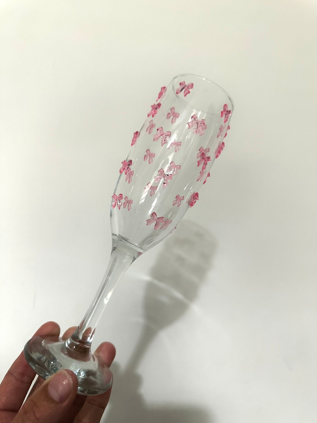 Pink Bow Champagne Glass - Etsy | Etsy (US)