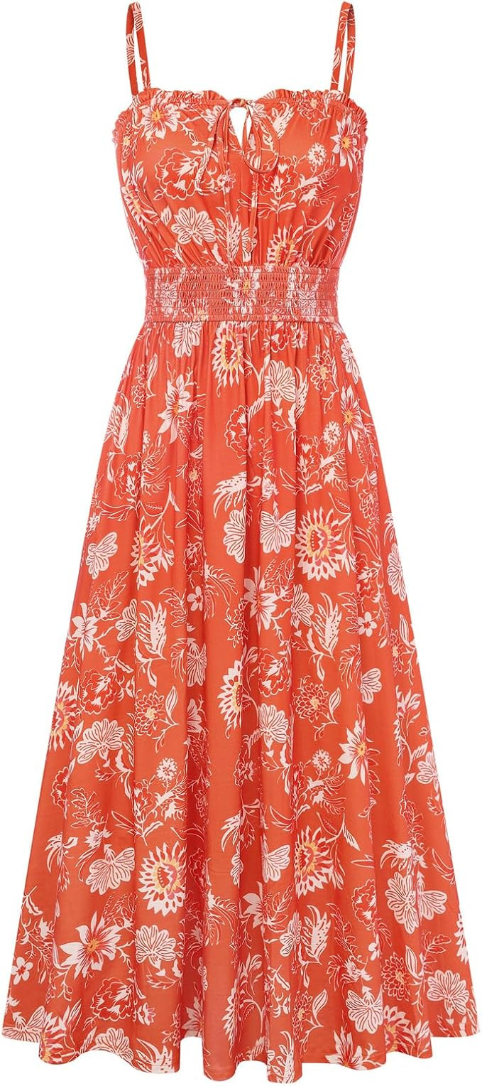 GRACE KARIN 2026 Women's Hawaiian Midi Sundress Summer Vacation Spaghetti Floral Clothes Boho Cas... | Amazon (US)