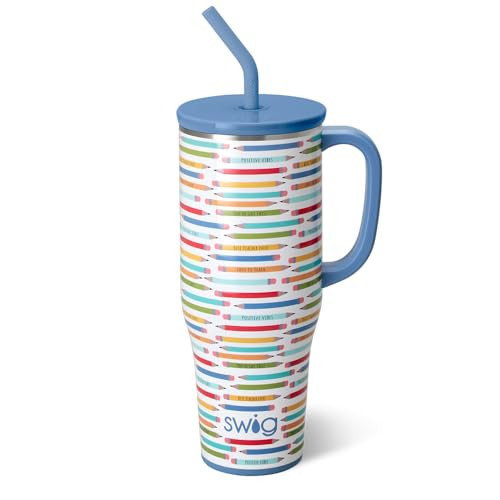 Swig Life 40oz Mega Mug, 40 oz Tumbler with Handle and Straw, Cup Holder Friendly, Dishwasher Safe, Stainless Steel, Insulated Teacher Tumbler (Teacher Life) | Amazon (US)