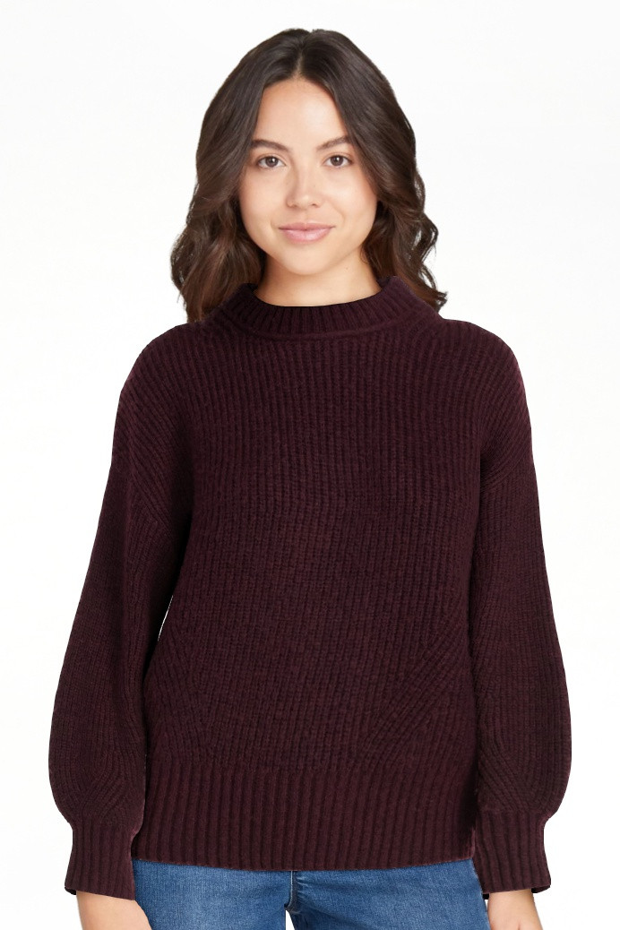 Time and Tru Women's Shaker Stitch Mock Neck Sweater, Midweight, Sizes XS-XXXL | Walmart (US)
