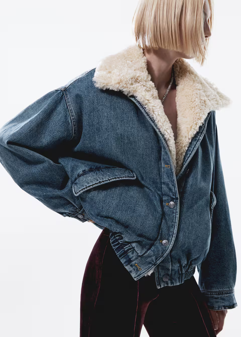Faux shearling bomber jacket | MANGO (US)