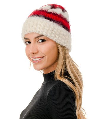 Stripe Fuzzy Hair Beanie | Macy's