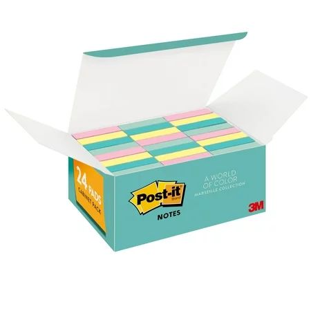 Post-it Notes Value Pack, 1 3/8"" x 1 7/8"", Marseille Collection, 24 Pads | Walmart (US)