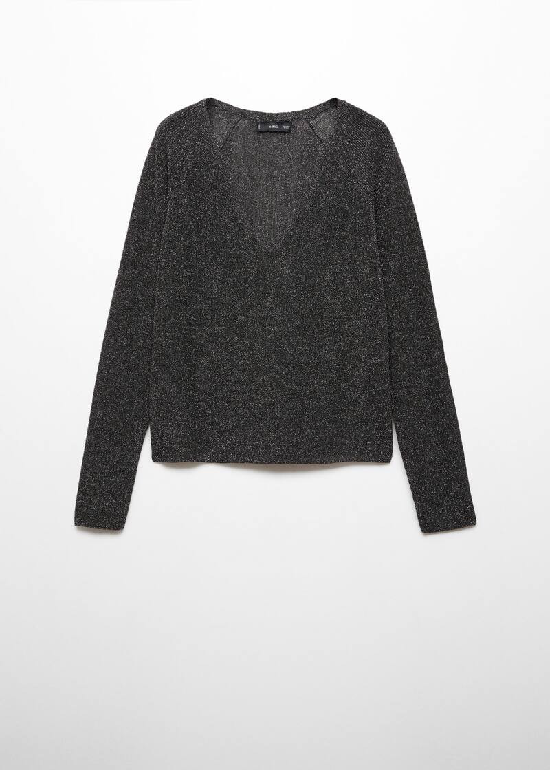 V-neck lurex sweater -  Women | Mango USA | MANGO (US)