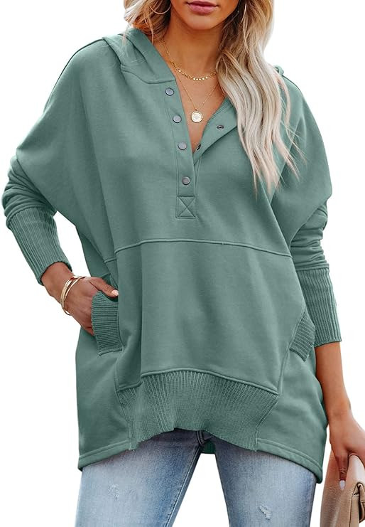 PRETTYGARDEN Women's Casual Long Sleeve Lapel Zipper Sweatshirt Drawstring Loose Pullover Tops | Amazon (US)