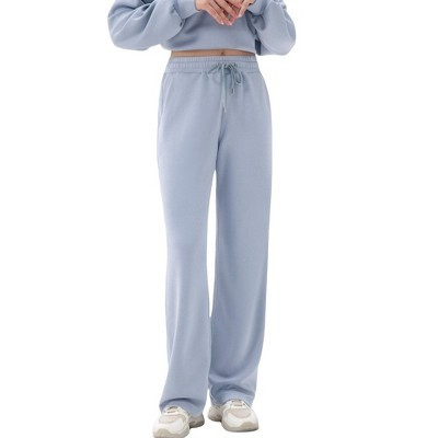 Anna-Kaci Active Women's Wide Leg Lounge Pants with Elastic Drawstring Waist - Medium, Light Blue | Target