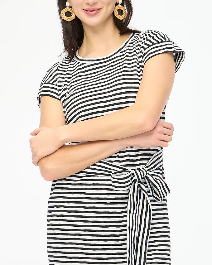 Short-sleeve striped tie-waist T-shirt dress | J.Crew Factory
