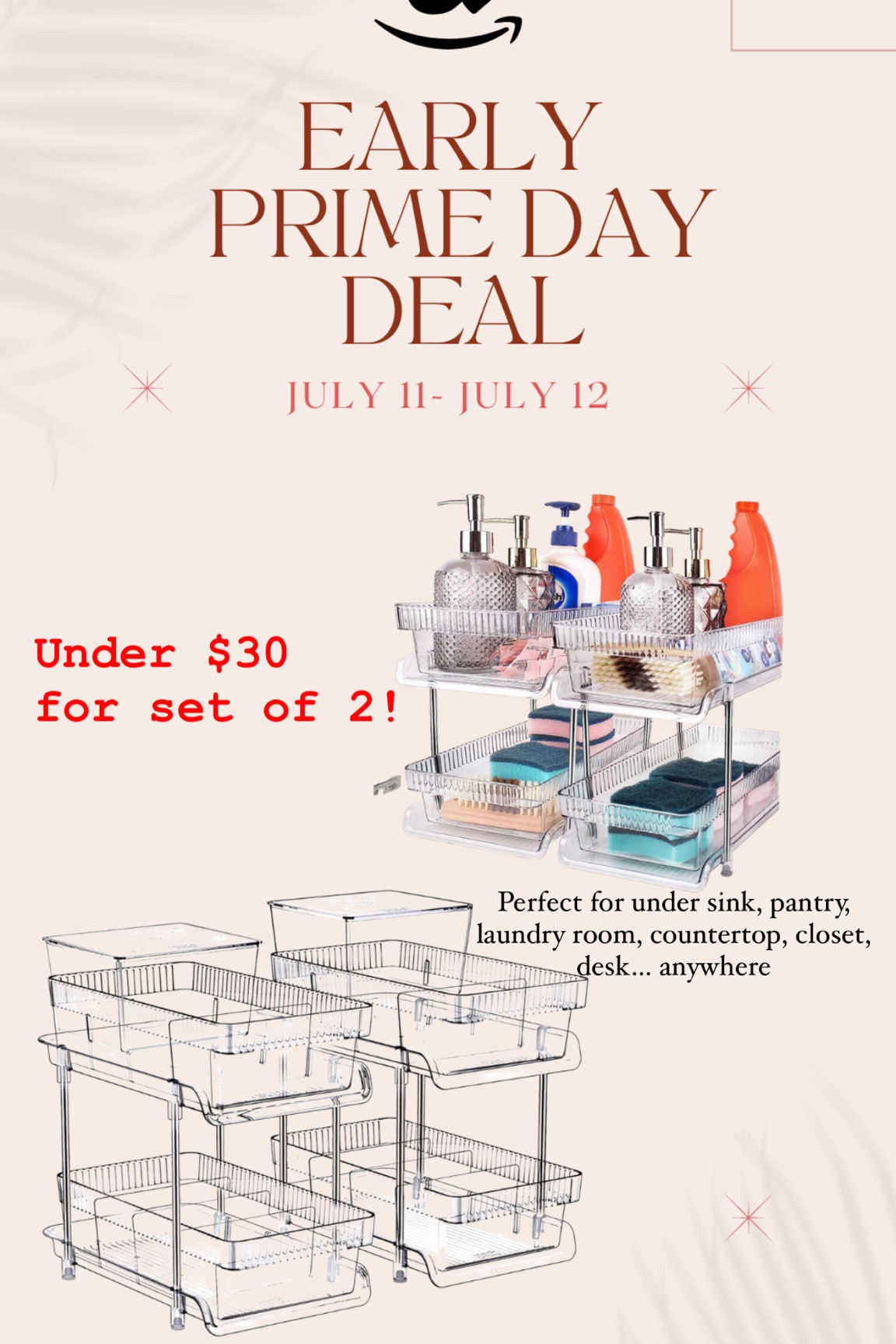 Looking for organizations?! Pullout organizer and storage on sale now! 
Set of 2 for under $30 
#amazonprimeday #amazonhome #organizer #storage #closetorganization #pantrystorage

#LTKhome #LTKxPrimeDay