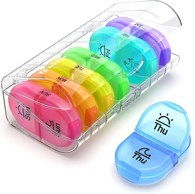 AUVON Pill Box 2 Times a Day, Weekly Pill Organizer AM PM with 7 Daily Pocket Case to Hold Vitami... | Amazon (US)