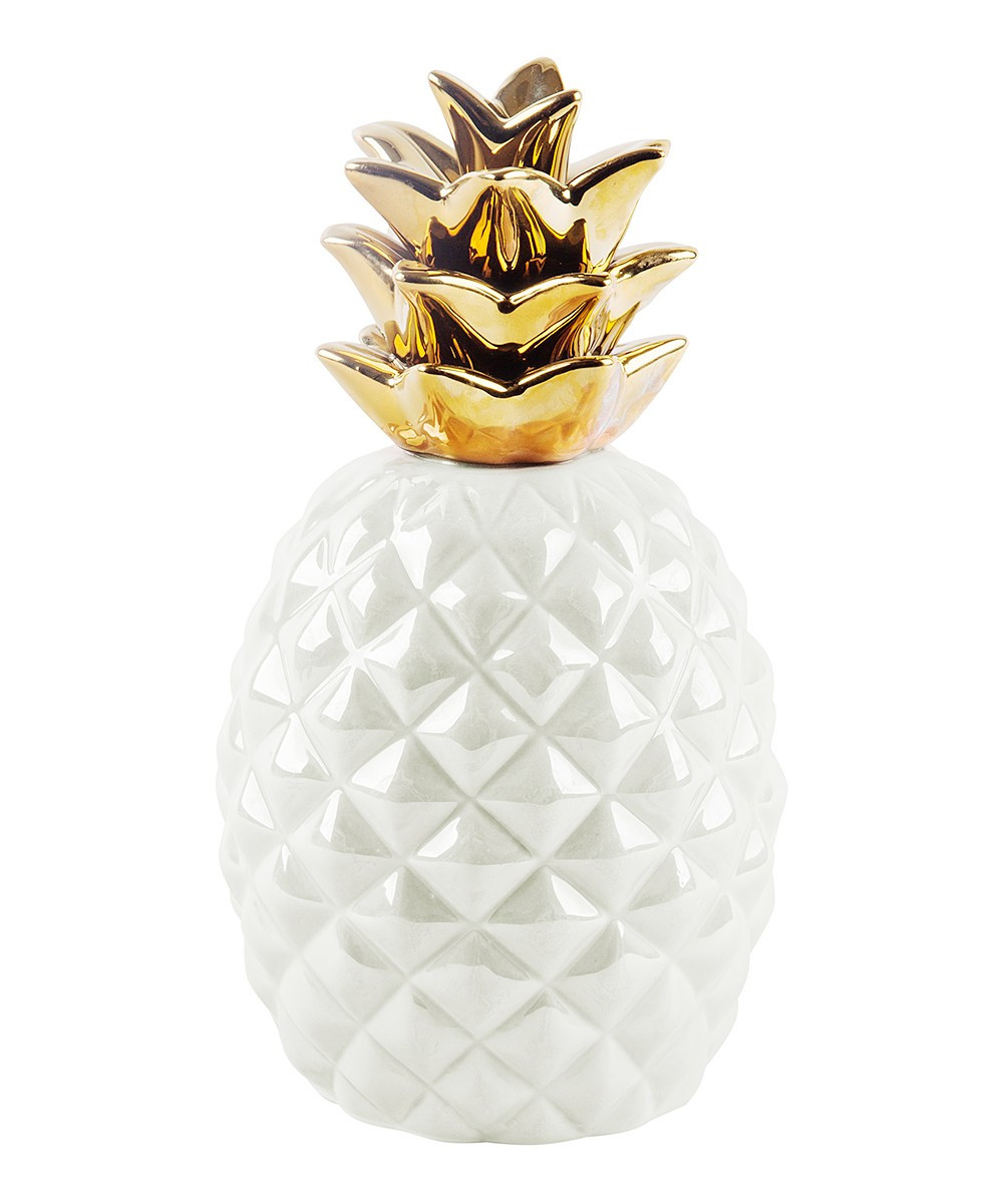 Home Essentials and Beyond Collectibles and Figurines - White & Goldtone Pineapple Decor | Zulily