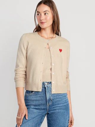 Cropped Jacquard Cozy-Knit Cardigan Sweater for Women | Old Navy (CA)