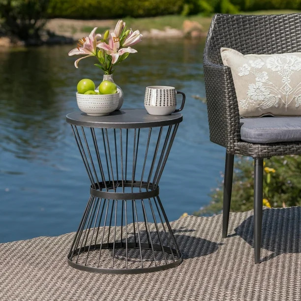 Anthony Outdoor 16 Inch Iron Side Table, Matte Black - Walmart.com | Walmart (US)