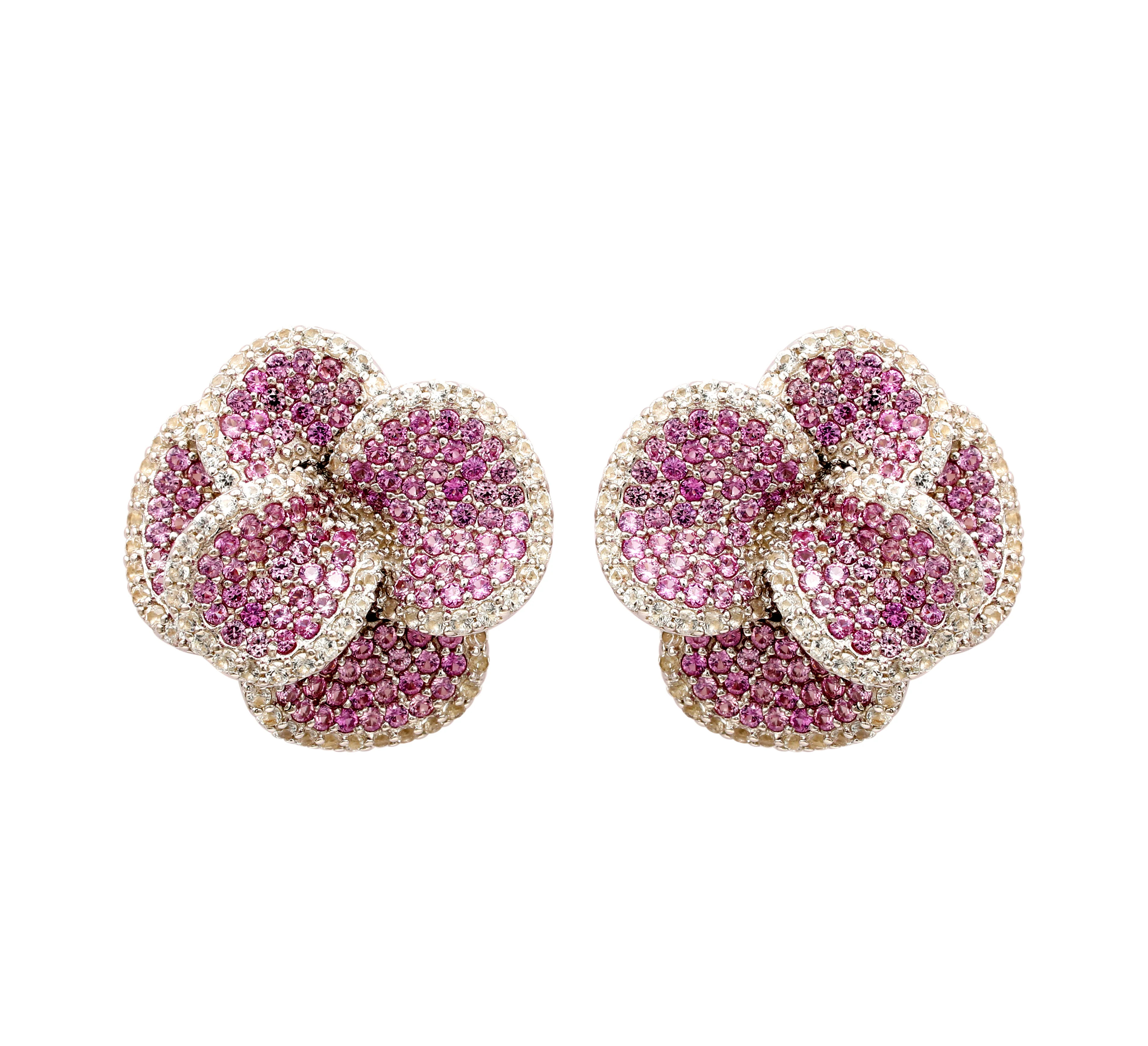 Suzy Levian Sterling Silver Pink Sapphire & White Sapphire Peony Flowe | SUZY LEVIAN