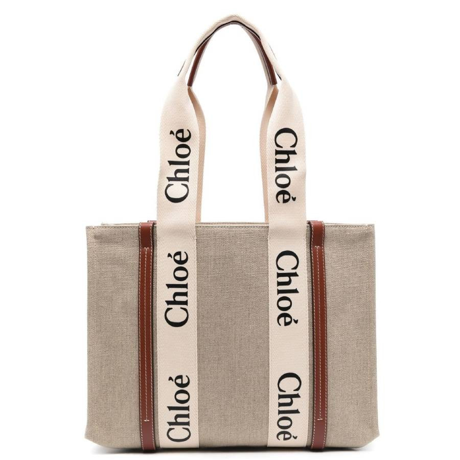 Chloe Medium Woody Linen Logo Tote Bag | Jomashop.com & JomaDeals.com