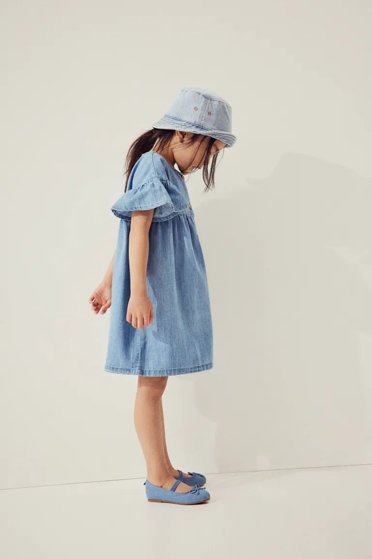 Flutter-sleeved Dress - Light denim blue - Kids | H&M US | H&M (US + CA)