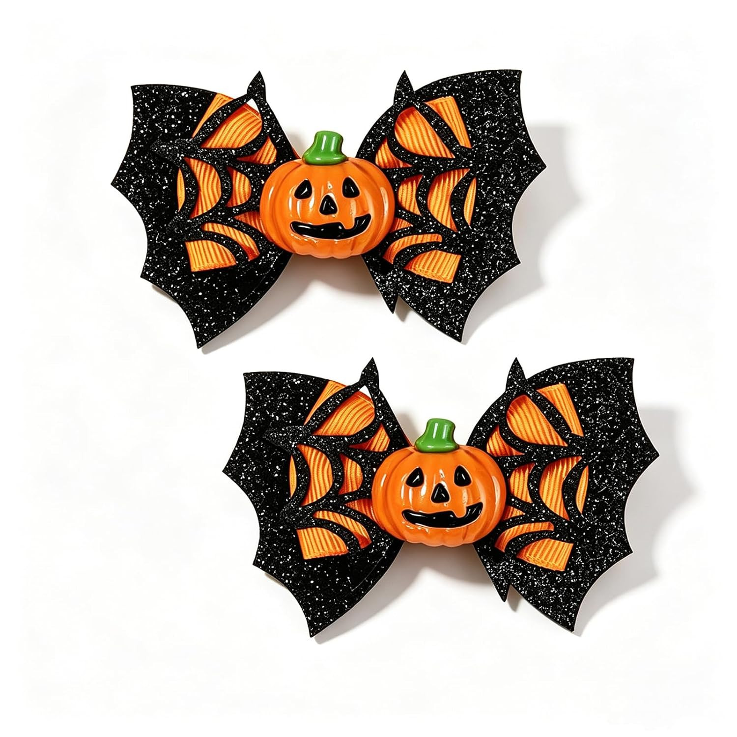 2Pcs Bat Wing Halloween Pumpkin Hair Bow Clip for Girls Women | Amazon (US)
