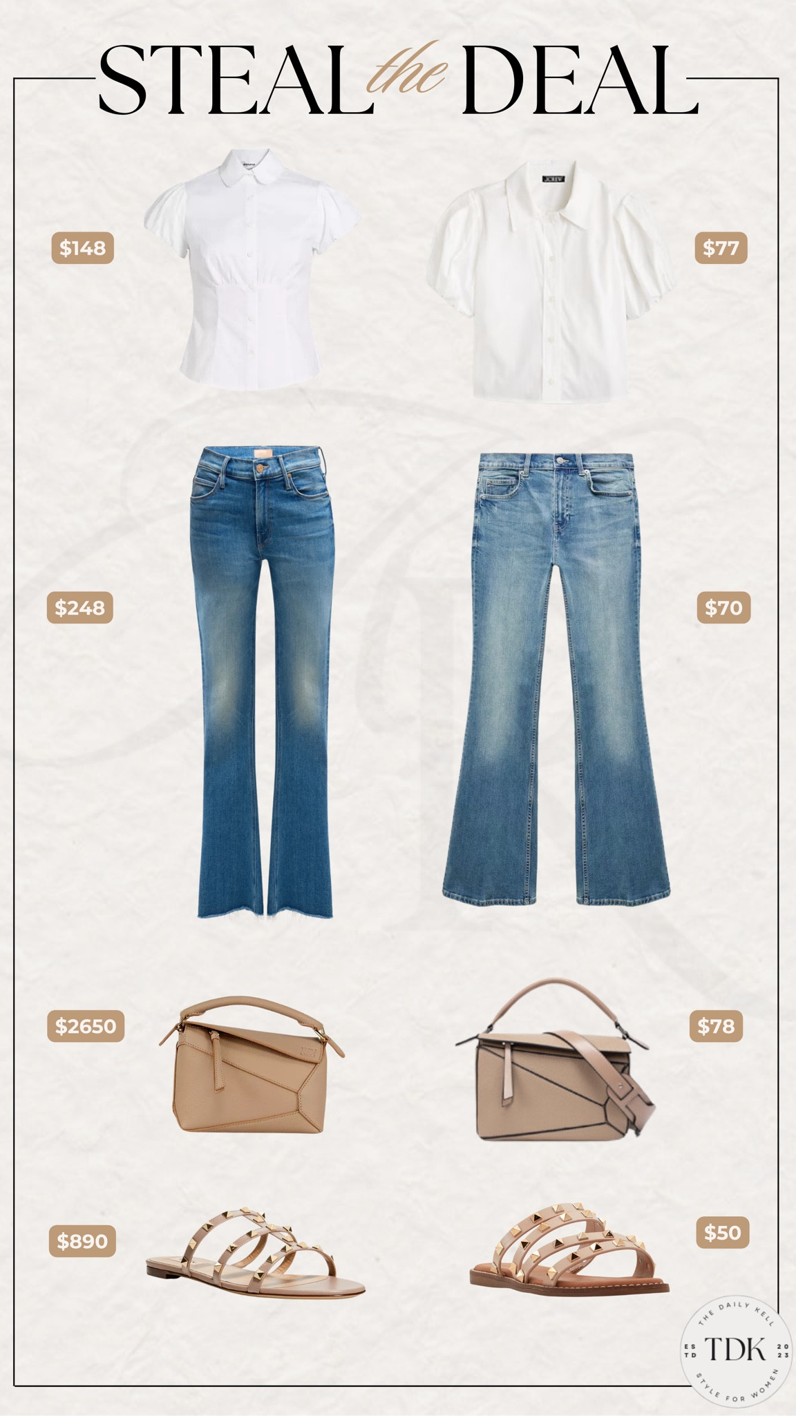 A great pair of denim is key!  
Elevate it with a nice statement bag, and you're ready to rock that casual chic vibe.

Who doesnt love a touch of luxe and a good bargain? 

#LTKFindsUnder100 #LTKOver40 #LTKStyleTip
