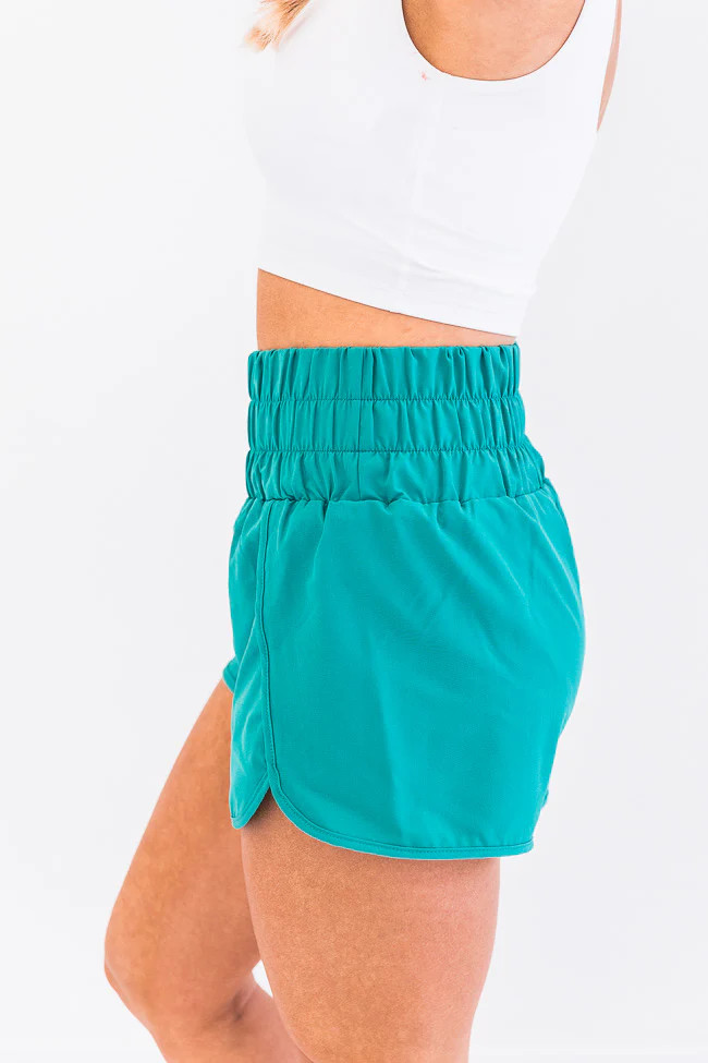 Errands To Run Teal High Waisted Athletic Shorts | The Pink Lily Boutique