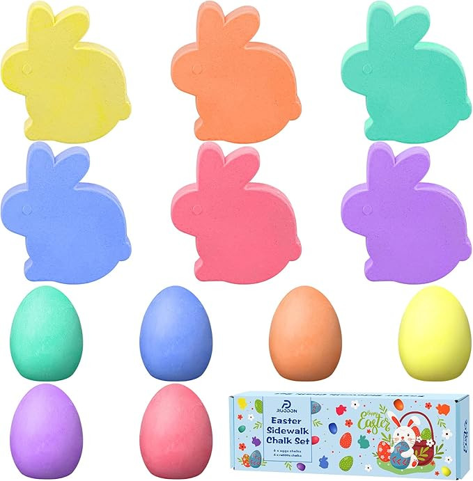 RUODON 12 Pack Easter Sidewalk Chalk Set Drawing Durable Washable Art Chalk Sidewalk Colorful Cha... | Amazon (US)