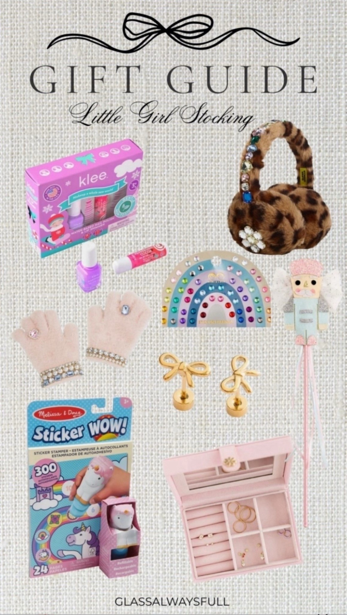 Little girl stocking stuffers, toddler girl stocking stuffers, toddler gloves, ear muffs, little girl gifts, kids gifts, gift guide little girl. Glassalwaysfull 
#LTKCyberWeek

#LTKGiftGuide #LTKKids #LTKSeasonal
