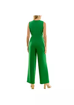 Nicole Miller Sleeveless Solid Jumpsuit with Front Knot | Belk