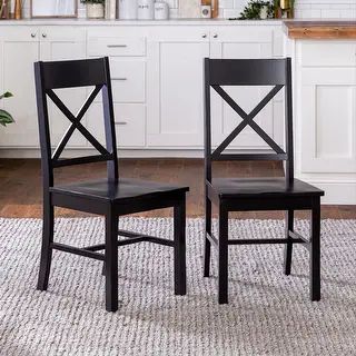 Rustic Antique Black X-Back Dining Side Chairs, set of 2 - Overstock - 9043443 | Bed Bath & Beyond