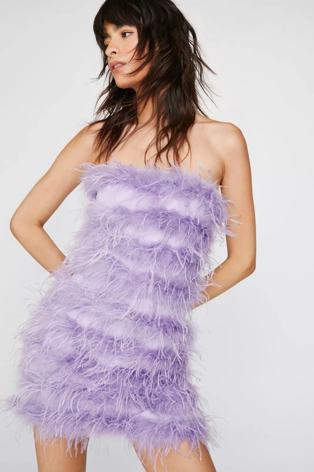 Feather Bandeau Mini Dress | Nasty Gal (US)