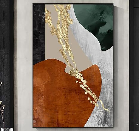 Green and Orange Abstract Wall Art Green and Gold Poster Green Orange and Gold Abstract Painting ... | Amazon (US)