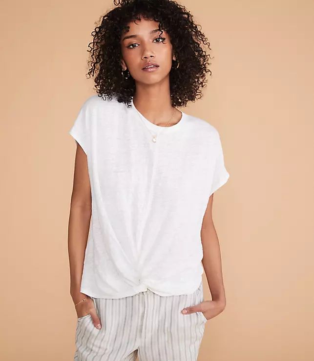 Lou & Grey Softserve Linen Twist Front Top | LOFT