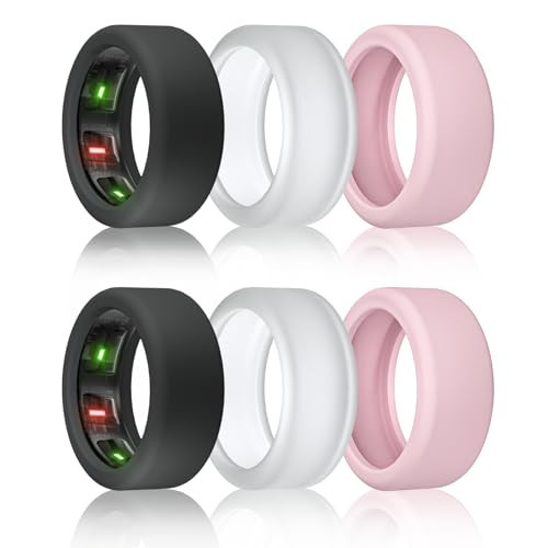 BandSmith Silicone Ring Case for Oura Ring Gen 3/4 - Elastic Protector, Patent Protected (2 Black + 2 Clear + 2 Pink, M for 11-13 Size) | Amazon (US)
