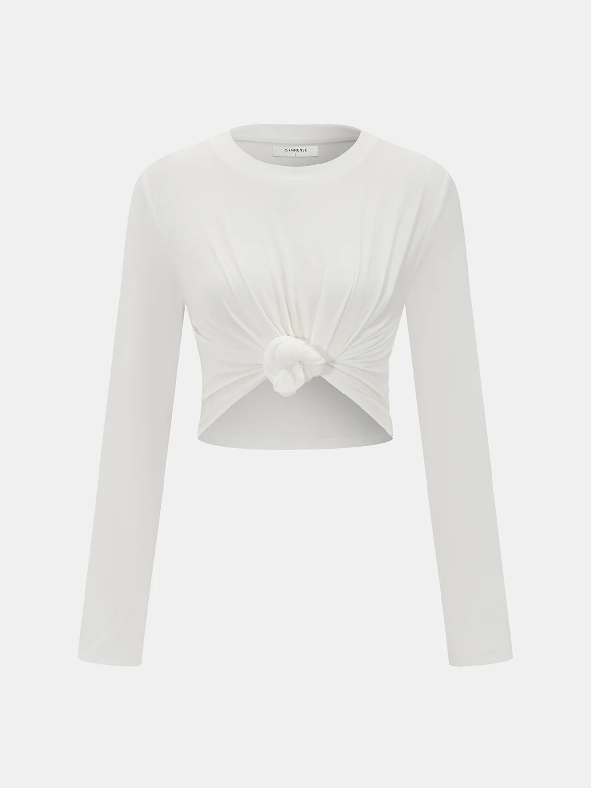 Cotton-Blend Knot-Front Cropped Top | Commense