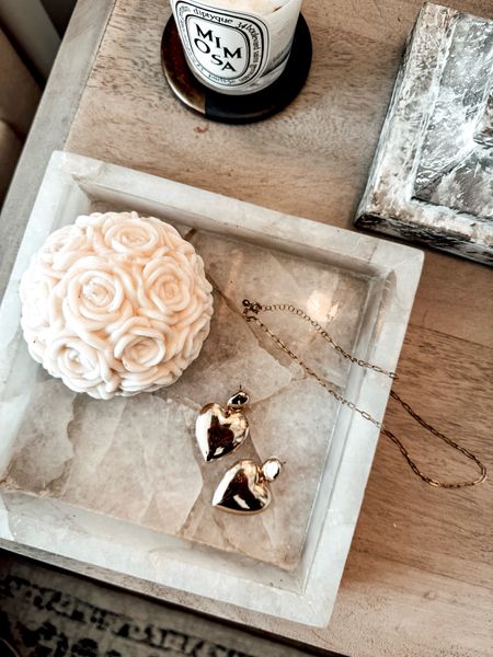 Dainty Modern Necklace - gold by StylinByAylin Collection. Gold Heart Shaped Earrings by Bauble Bar. #stylinbyaylincollection #baublebar 

#LTKMostLoved #LTKGiftGuide #LTKstyletip