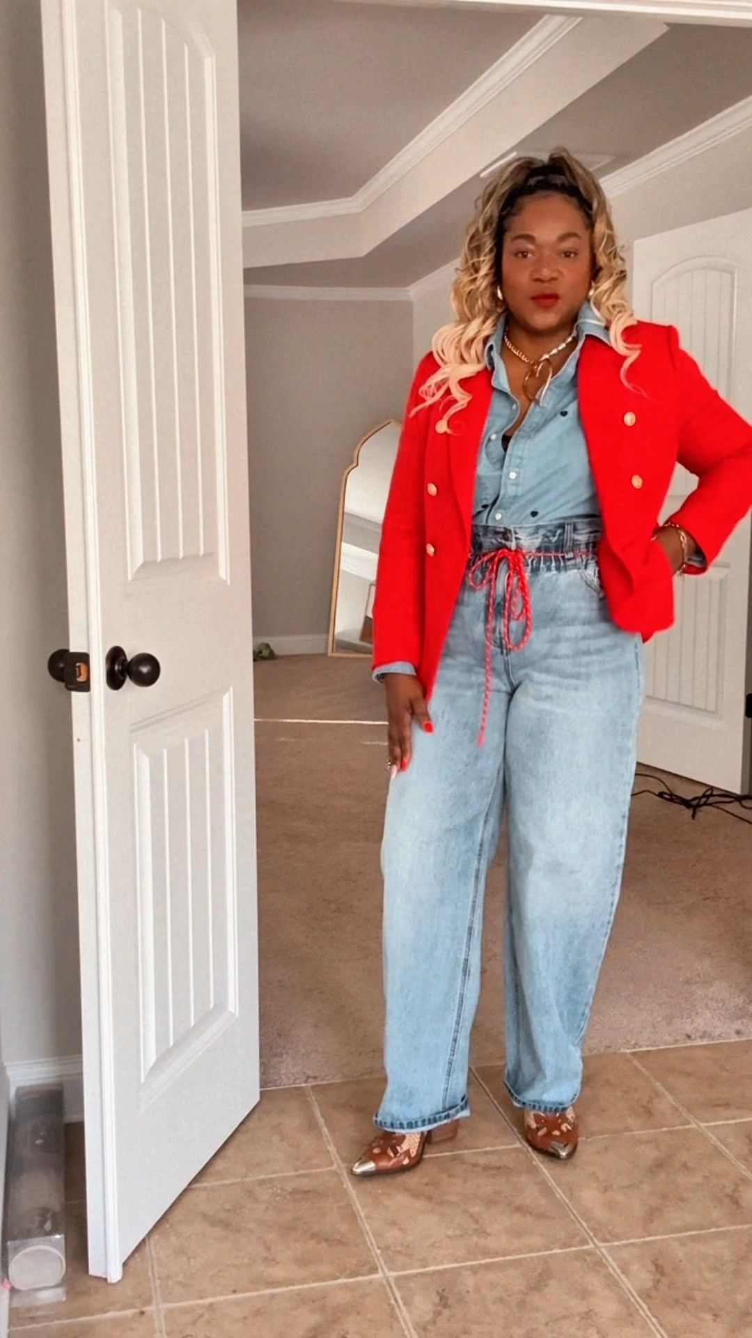 Day 5 of shopping my closet and I’m still finding heat in here 🔥

Today we’re choosing between high-waisted KBB drawstring jeans or my J.Crew cuffed denim. Paired with a heart-stamped button-down from Walmart and a red tweed blazer from Amazon.

Mixing brands. Mixing price points. Making it work.

You don’t need a new wardrobe — you need new vision.

@Amazon @Walmart @J.Crew @Target 

#LTKootd #LTKWorkwear #LTKOver40