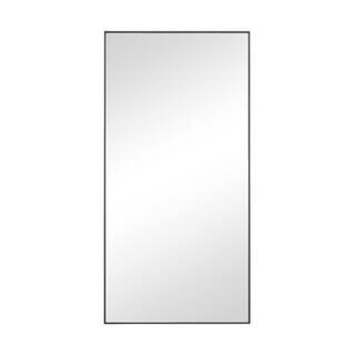 36 in. x 18 in. Black Contemporary Wood Rectangle Wall Mirror | The Home Depot