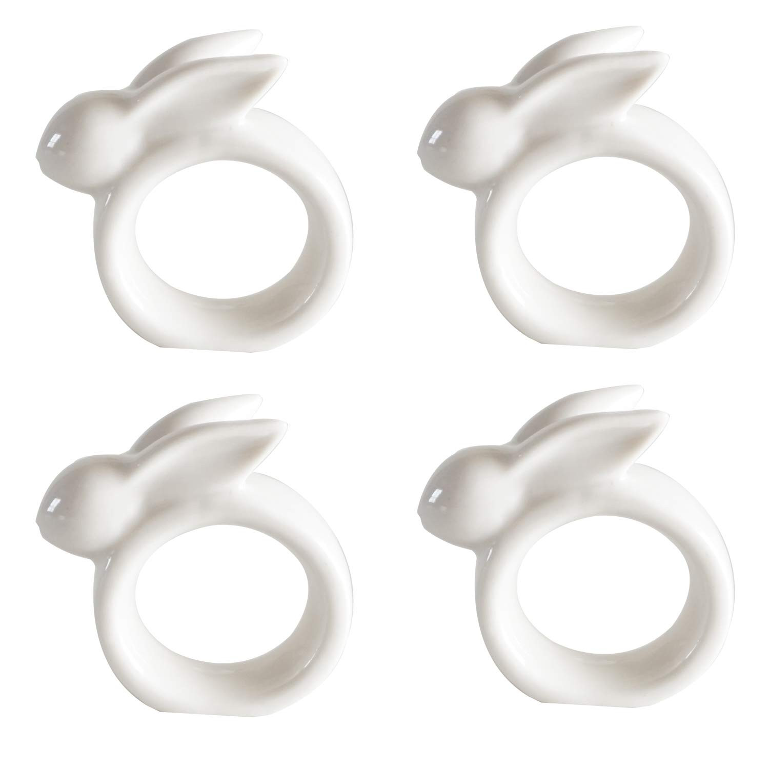 Easter Rabbit Porcelain Napkin Rings, Set of 4 Vintage White Bunny Ceramic Napkin Rings for Easte... | Amazon (US)
