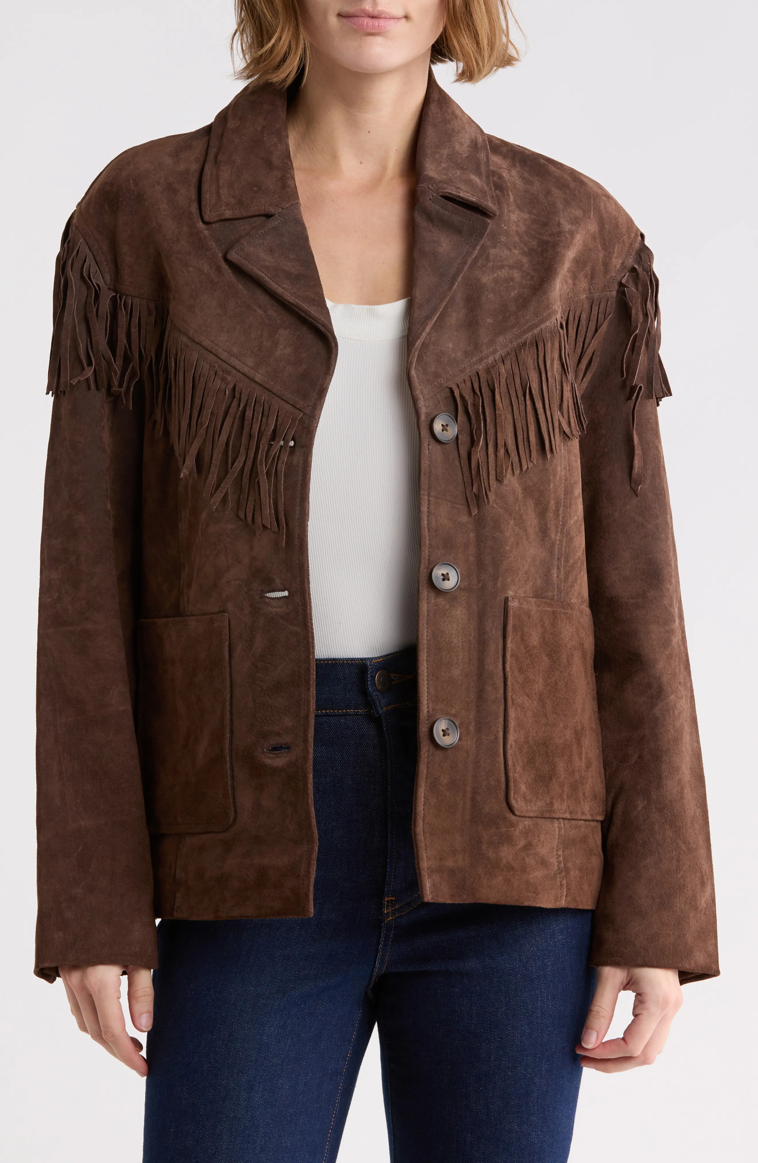 BLANKNYC Suede Fringe Blazer in Down To Earth at Nordstrom Rack, Size Medium | Nordstrom Rack