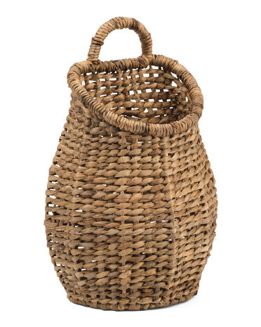Water Hyacinth Open Weave Belly Basket | TJ Maxx