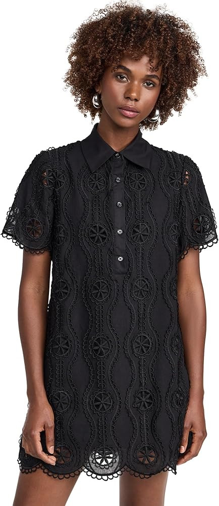 English Factory Women's Scallop Embroidered Cotton Mini Shirt Dress | Amazon (US)