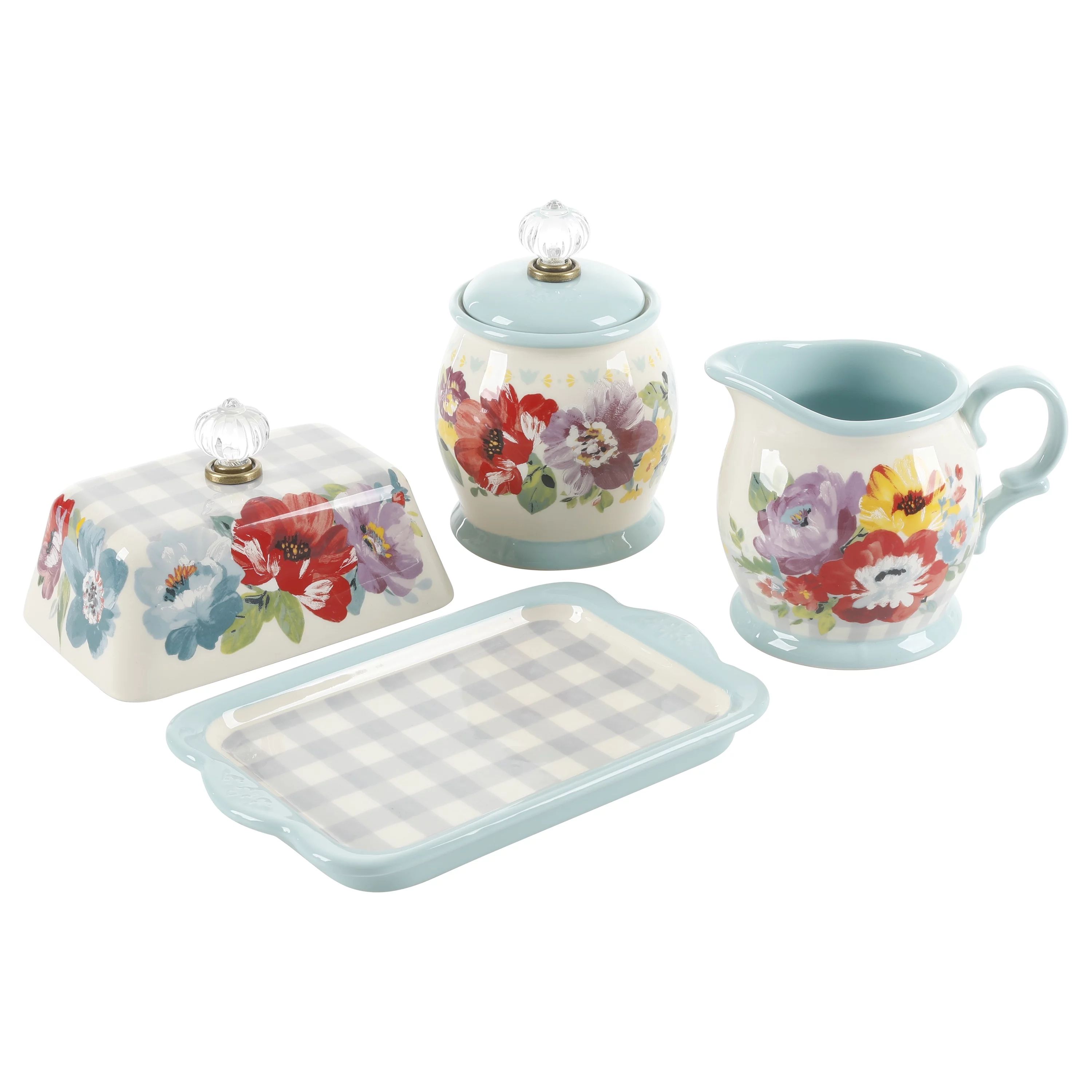 The Pioneer Woman Sweet Romance Butter Dish + Cream and Sugar Set | Walmart (US)