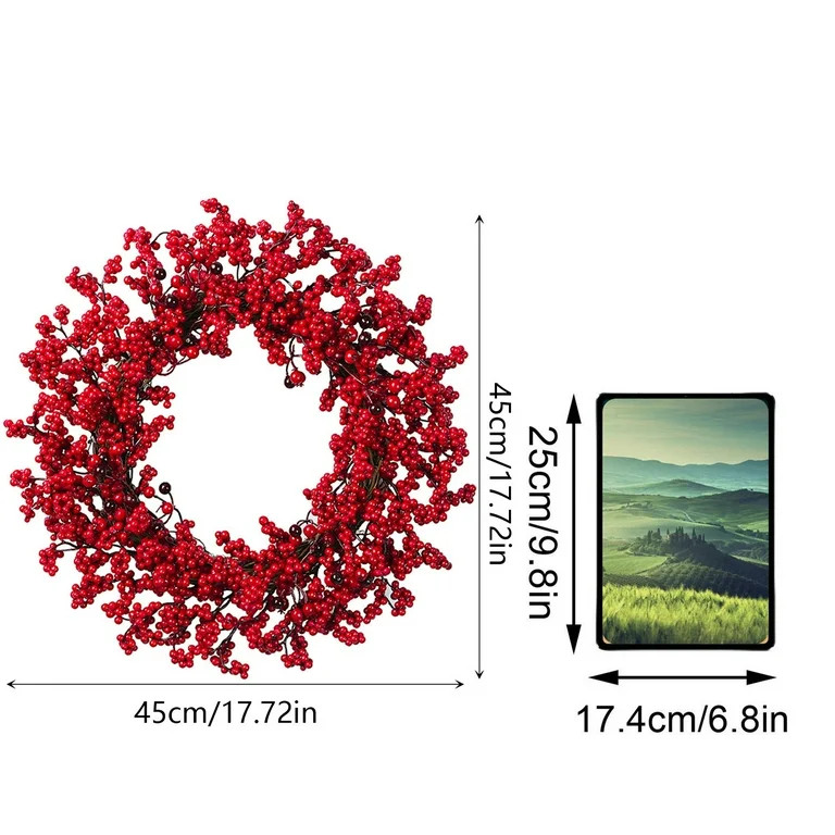 18 Inch Christmas Wreath for Front Door, Stunning Red Berry Wreath Christmas Decoration, Artifici... | Walmart (US)