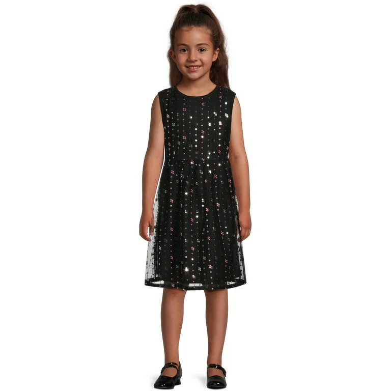 Wonder Nation Girls Scattered Sequin Dress, Sizes 4-18 & Plus | Walmart (US)