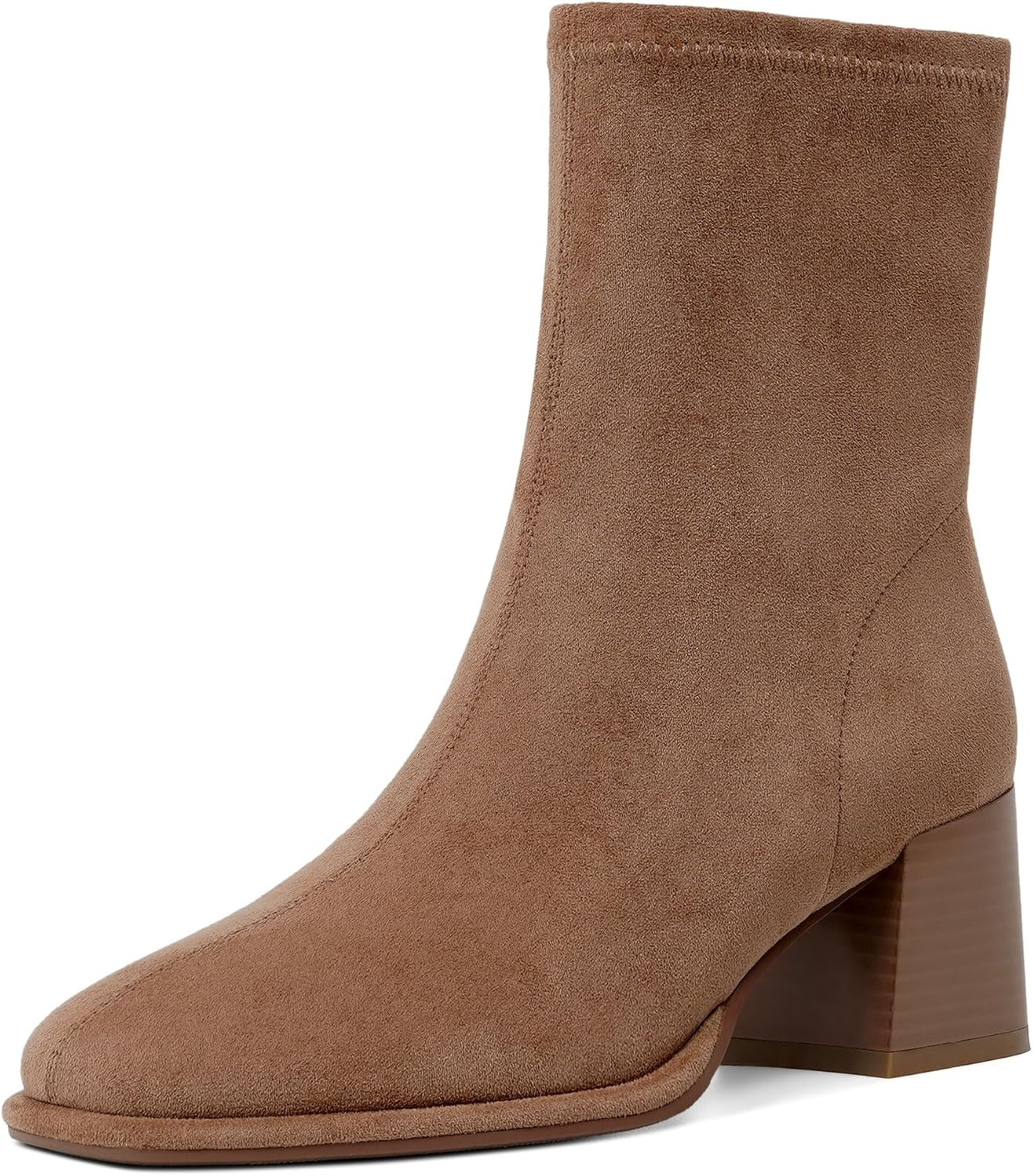Ankle Boots for Women Square Toe Chunky Booties With Side Zipper | Amazon (US)