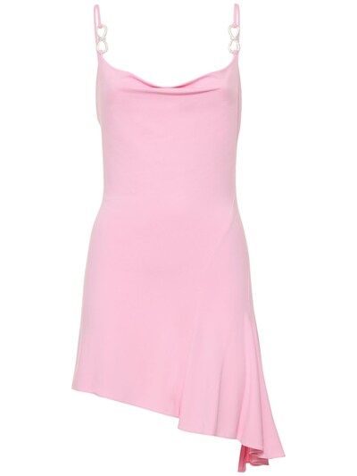 Mach & Mach - Draped embellished viscose mini dress - Pink | Luisaviaroma | Luisaviaroma