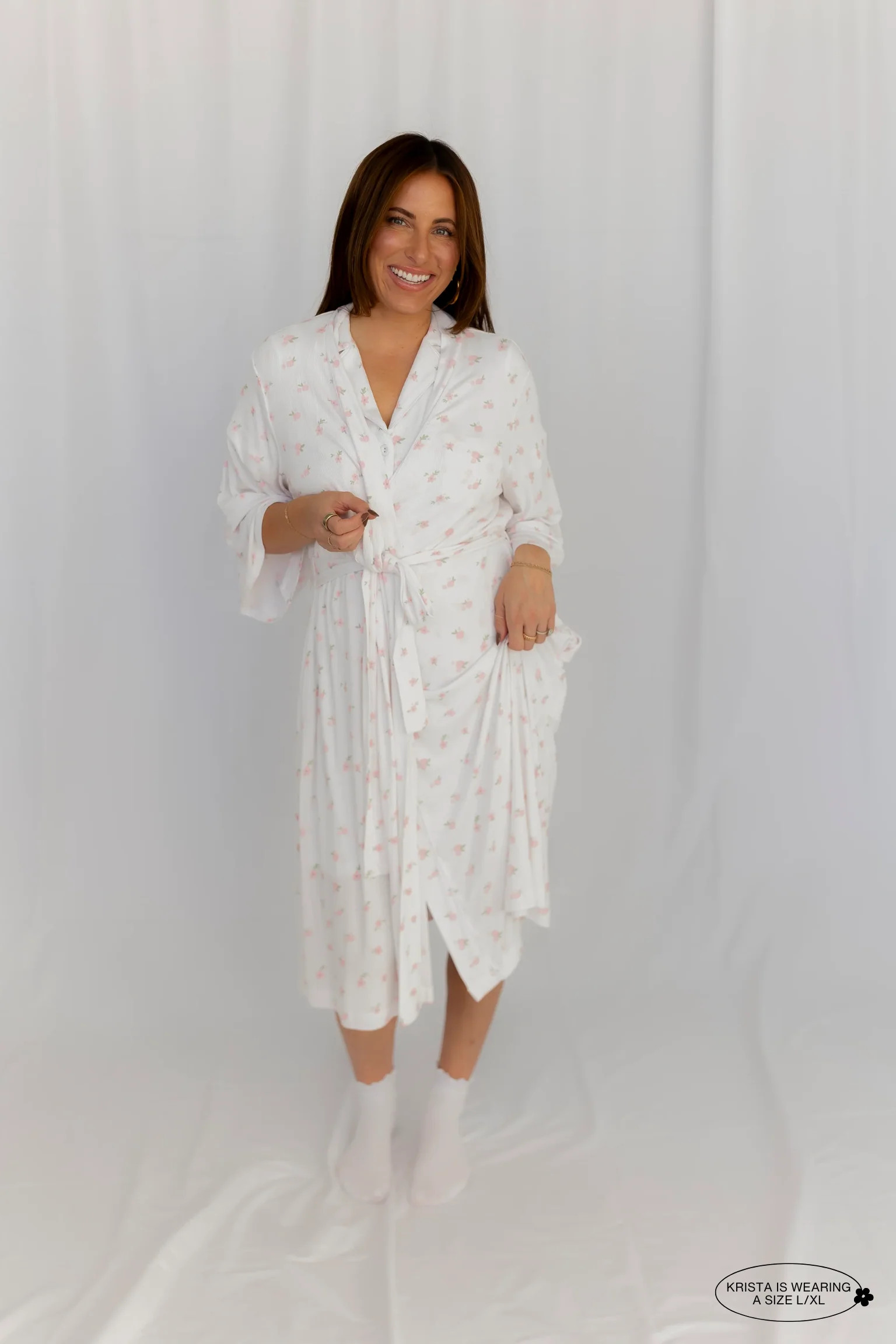 Dainty Floral Ribbed Robe | Shop Staykation