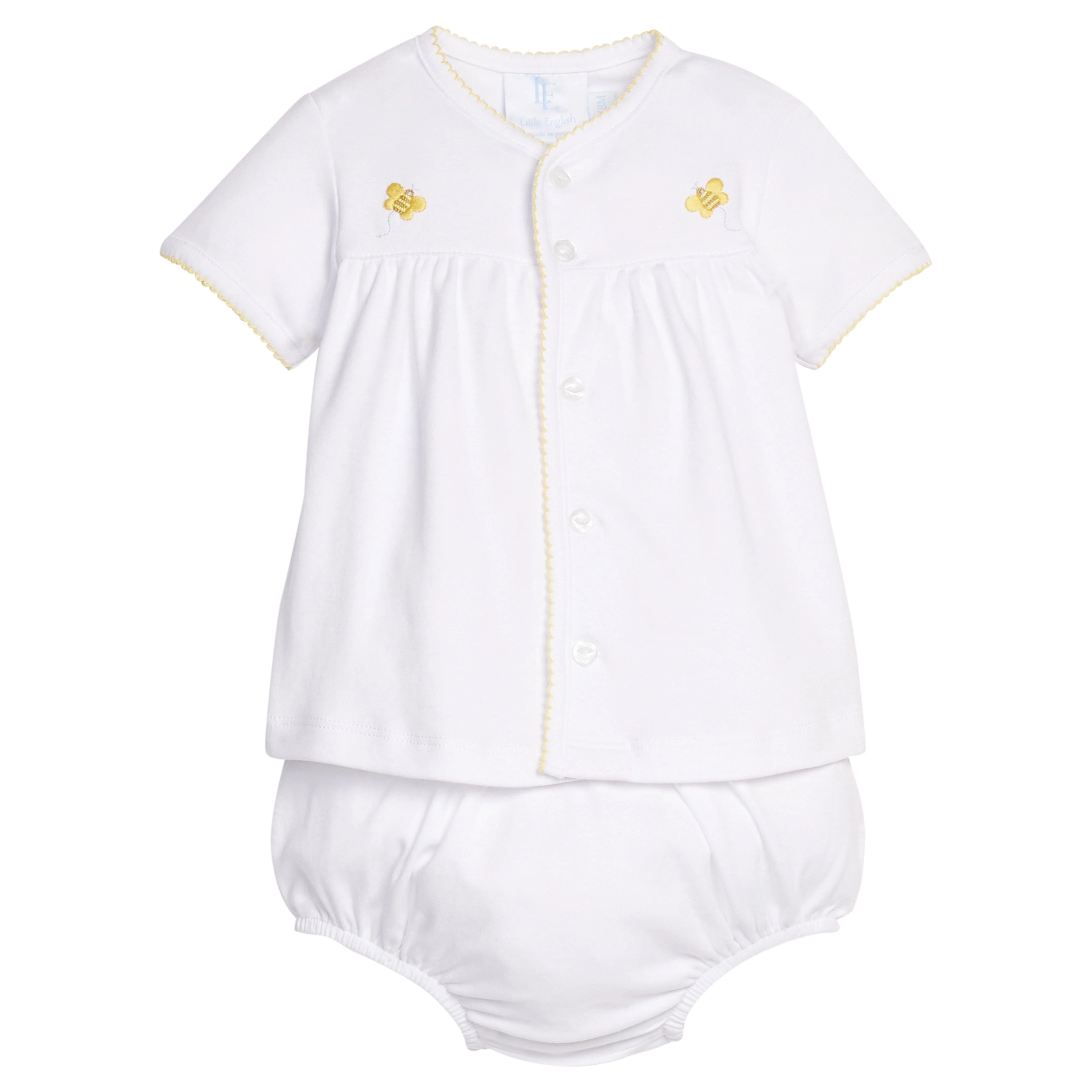 Bee Pinpoint Layette Knit Set - Gender Neutral Baby Shower Gift | Little English
