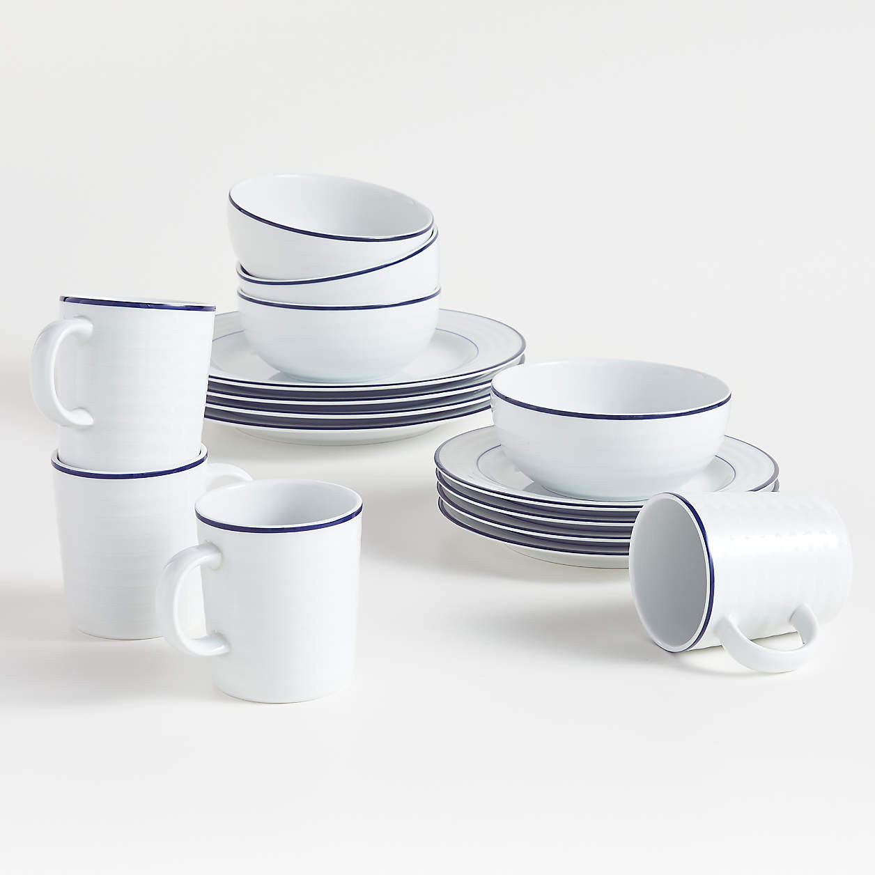Roulette Blue Band 16-Piece Dinnerware Set + Reviews | Crate & Barrel | Crate & Barrel