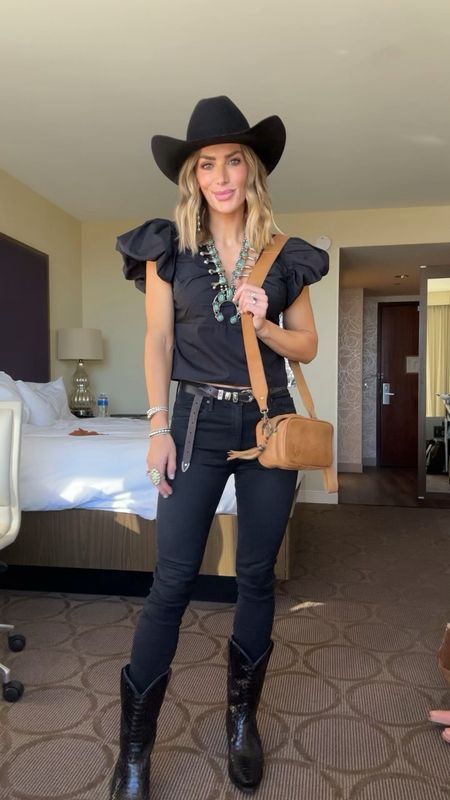 Outfit 4 of the National Rodeo Finals! ✨

Black on black cowgirl 🤠

Code: EVA15 for 15% off Gigi Pip
Code: EVA for 10% off Goldie Lew

#LTKSeasonal #LTKsalealert