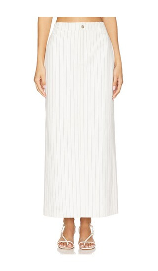 Dionne Denim Pinstripe Skirt in White | Revolve Clothing (Global)