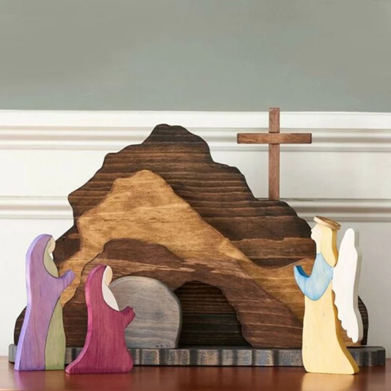 Easter Resurrection Scene Wooden Decoration Easter Decor Wooden Cross Resurrection Scene Decor Wo... | Walmart (US)